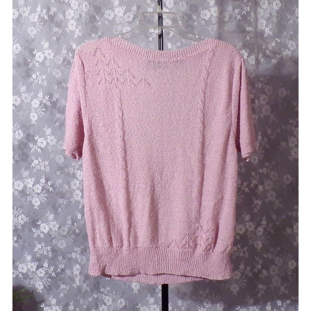 Vintage 80s Lane Bryant Purple Knit Top Pastel Cottage Grannycore Size L
